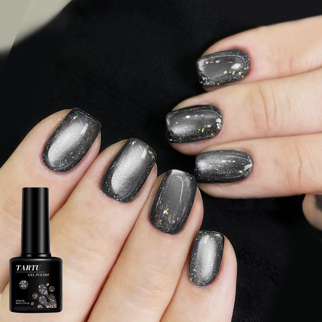 Cat Eye Gel Nail Polish,Red Brown black 8ml Soak Off LED/UV, Holographic Glitter Nail Art,for Home Salon Manicure Gift for women