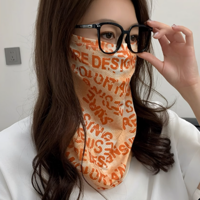 Masque facial respirant anti-UV en soie glacée, motif graffiti anglais, élastique, pour la protection solaire, la conduite et la pêche