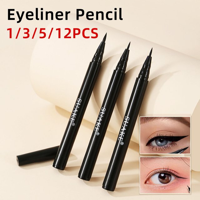 1/3/5/12PCS Black Waterproof Eyeliner Pen Smears Smooth And Fast Drying Liquid Eyeliner Pen For A Long Time Not Easy To Smudge