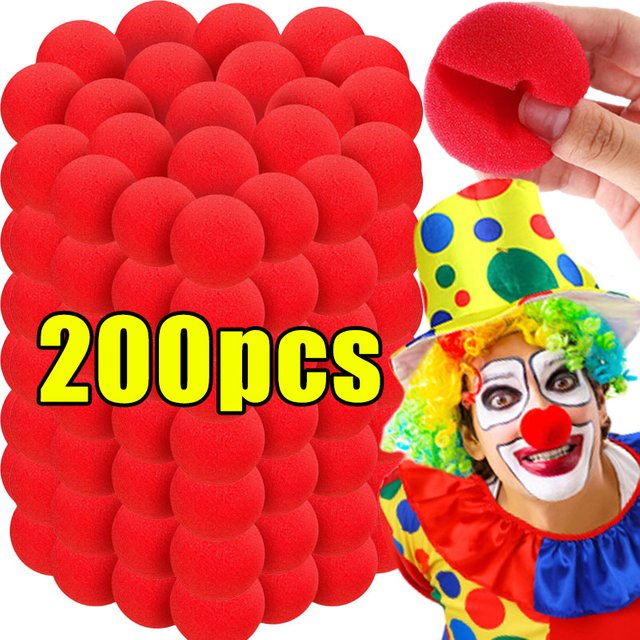 10-200pcs Red Funny Clown Nose Foam Sponge Ball Nose Cosplay Costume Make Up Props Circus Halloween Party Decoration Supplies