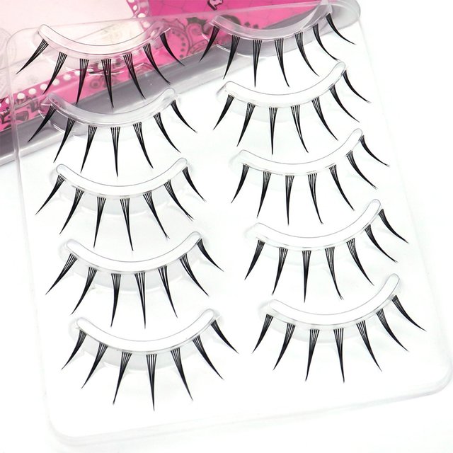 Manga Style Korean Style Makeup Spiky Wet Look Lashes Natural Pure Desire Full Band Strip False Eyelashes 9-11mm Mixed