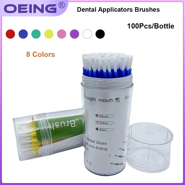 100Pcs Dental Microbrush Applicators Disposable Micro Brush Bendable Long Shank Brush Teeth Whitening Oral Dentist Cleaner Tools