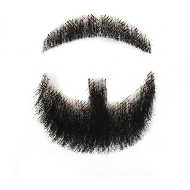For Makeup Cosplay Human Hair Full Hand Tied Facial Hair Black False Beards Lace Invisible Fake Face Mustache Party Movie