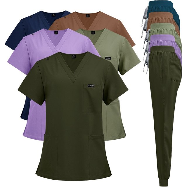 Unisex Short-Sleeved Surgical Scrub Set, Skin Care and Operating Room Medical Staff Uniforms, Isolation Gowns