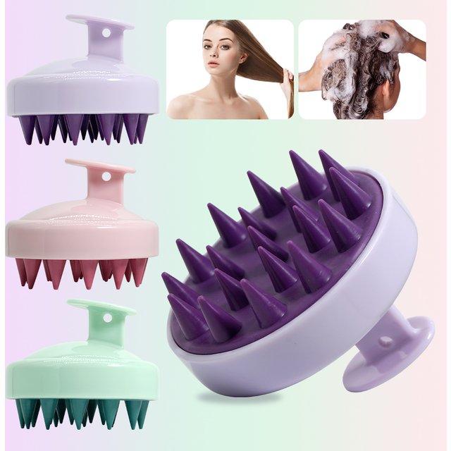 Brosse de massage du cuir chevelu en silicone pour shampooing, brosse de massage du cuir chevelu et du corps, brosse de massage du cuir chevelu avec peigne, brosse à manche magique, brosse de massage