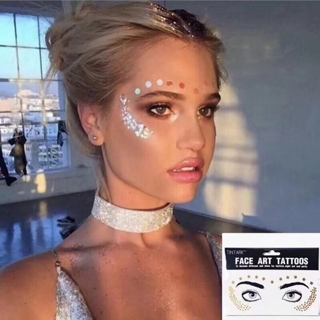 Shiny Temporary Tattoo Stickers Europe and America Wind Face Waterproof Tattoo Stickers Stage Bar Party Makeup Decoration