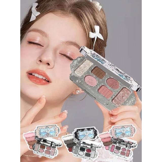 Six Color Swan Eye Shadow Palette Matte Shimmer Pearl Glitter Waterproof Highly Pigmented Long Lasting Makeup Face Cosmetics