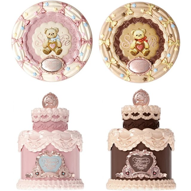 New Arrive Flower Knows The Sweetie Bear Collection Mini Setting Powder Cookie Perfume and Dual Ended Brow Gel and Pencil