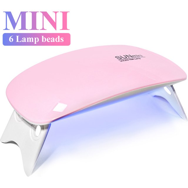 Mini UV LED Nail Lamp 6 LED Gel Nail Polish Dryer Convenient USB Interface Folding Design Manicure UV Curing Light