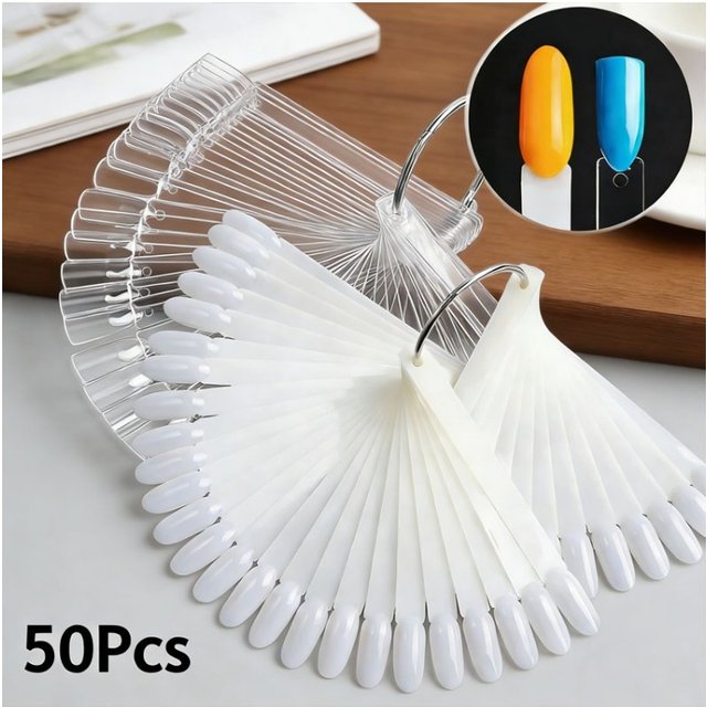 50pcs Nail Swatches Color Card Display for Gel Nail Polish Showing Shelf False Palette Sample Nail Art Practice Manicure Tool