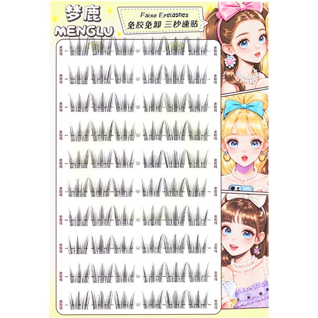 10 Rows Glue-free Manga False Eyelashes Korean Women's Group Lashes Natural Wispy Eyelash Extension Single Clusters Makeup Tools