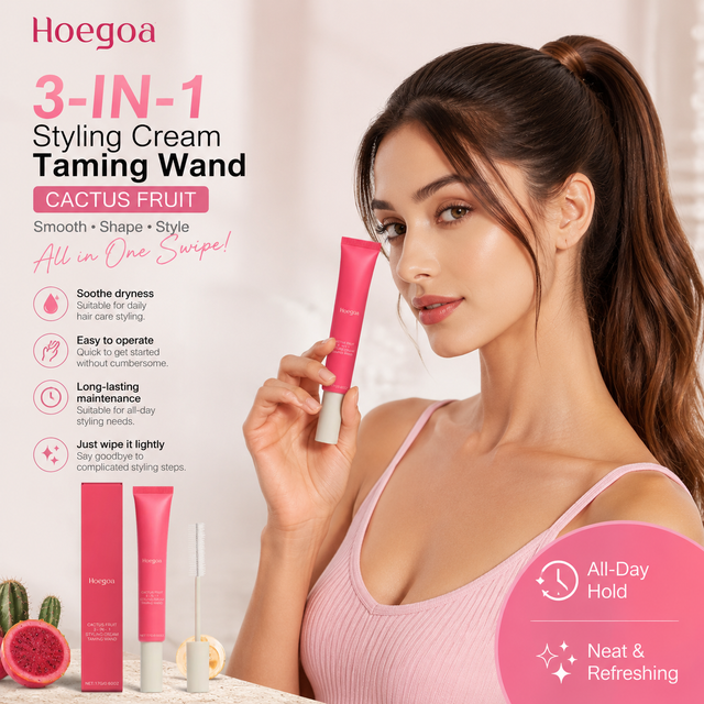 Hoegoa 3‑In‑1 Styling Cream Control Frizz Long‑Lasting Styling Hair Moisturizing Anti‑Tangle Daily Hair Care Hair Taming Wand