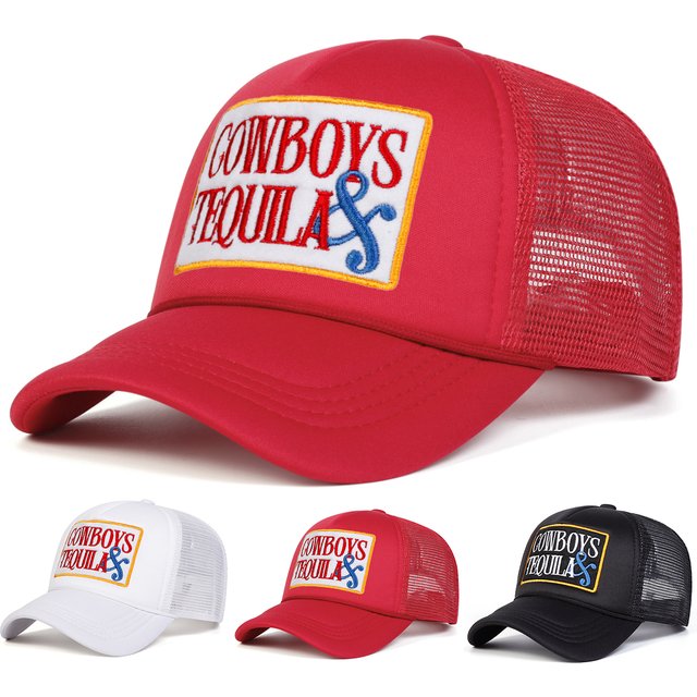Unisex COWBOYS TEQUILA Letter Embroidery Baseball Net Caps Spring Autumn Outdoor Adjustable Casual Hats Sunscreen Hat Sports Cap