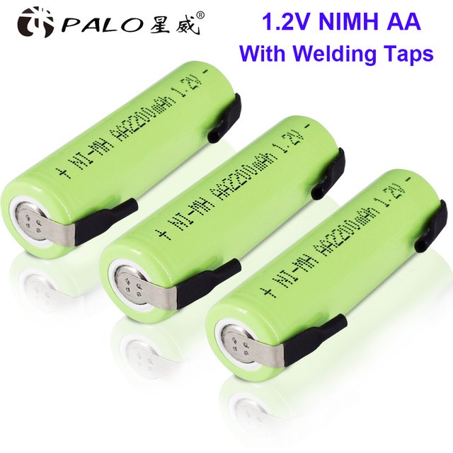 PALO 1.2V AA NI-MH Battery Rechargeable Low Self Discharge Pre-Charge Double AA Battery With DIY Solder Pins for Electric Shaver
