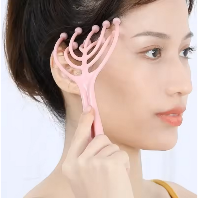 Head Massager Scalp Neck Comb Roller Five Finger 9 Claws Steel Ball Hand Held Relax Spa Hair Care for Hair Stress Relief