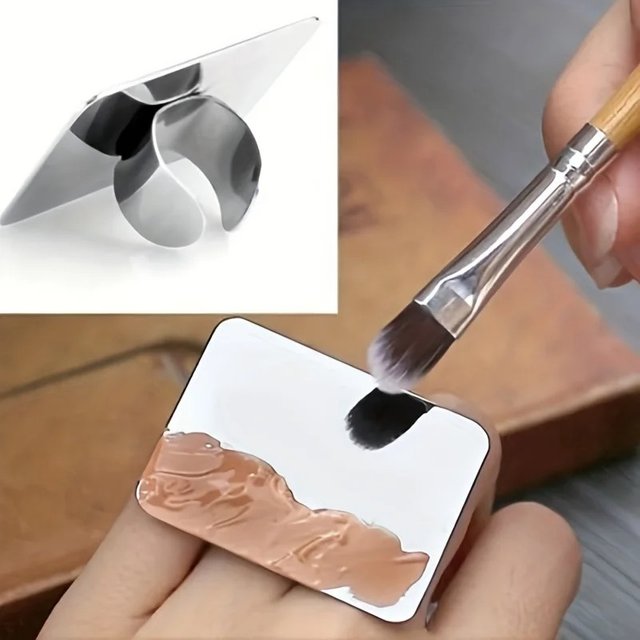 Makeup Mixing Palette, Makeup Spatula Palette with Foundation Spatula, Stainless Steel Makeup MixingTray Nail Art Palet