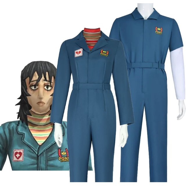 Anya Cosplay Dark Blue Jumpsuit with Belt Costume Game Mouthwashing Jimmy Women Uniform Halloween Fashion Suit Adult