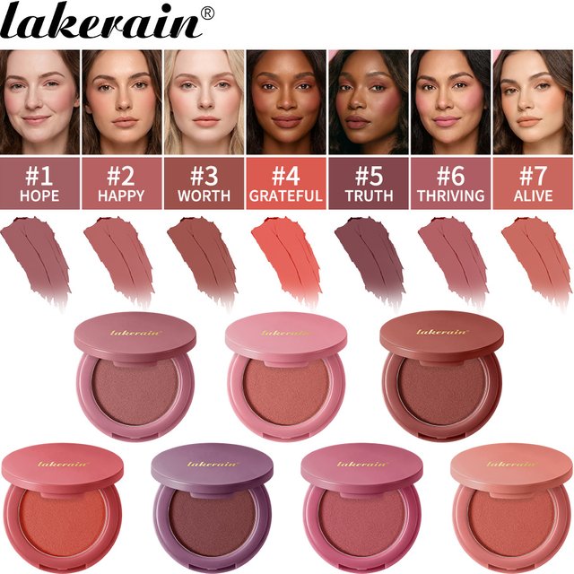 Lakerain Soft Poke Matte Blush Fresh Silky-smooth Skin Finish Long Lasting Luminosity Moisturizing Natural Matte Bouncy Blusher