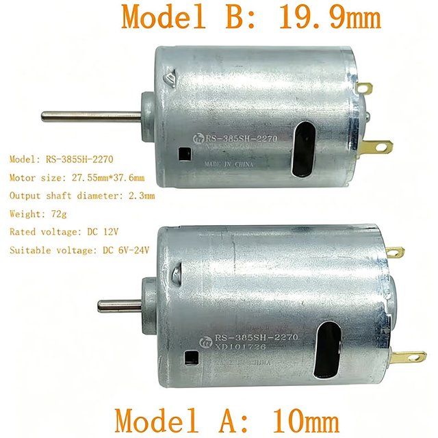 Mabuchi RS-385SH-2270 High Speed DC Electric Motor 6V-24V 15000RPM Carbon Brush Micro 28mm for DIY Toy Hair Dryer Heat Gun