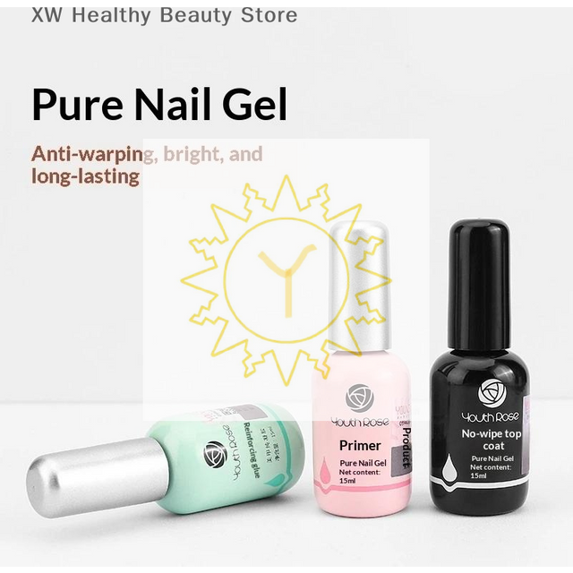 15ML Reinforcement Gel Nail Polish Transparent Base Top Coat Extension Self-Leveling Color Fixation Soak Off UV Nail Varnish