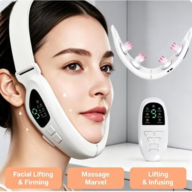 Electric V Shaped Double Chin Reducer V-Face Beauty Machine Facial Lifting Device Face Slimming Massager for Jawline Improve