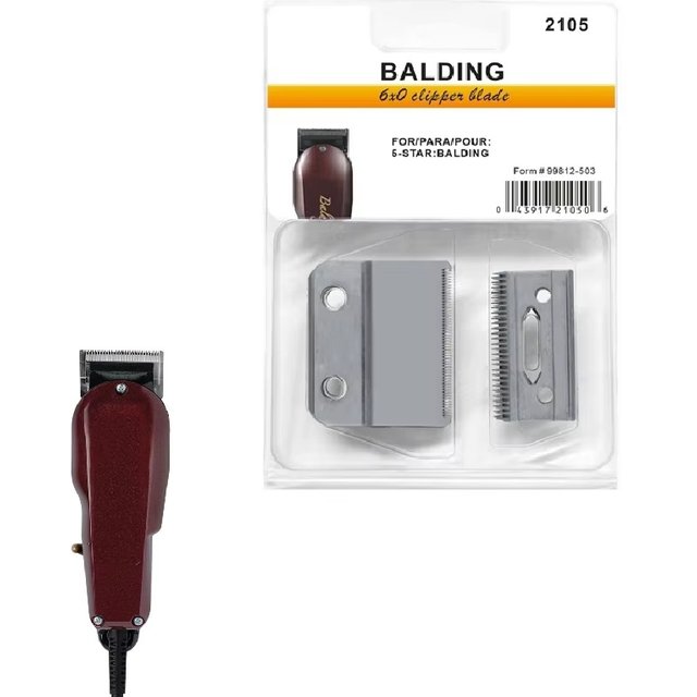 #2105,Professional 6X0 Precision Blade Compatible with Wahl Professional 5 Star Series Balding 8110 Hair Clipper,Silver