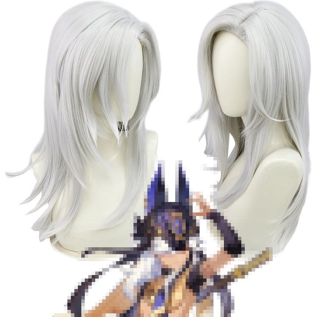 Genshin Impact Cyno Cosplay perruque argent cheveux longs pour hommes et femmes Halloween mascarade fête accessoire Cosplay accessoires