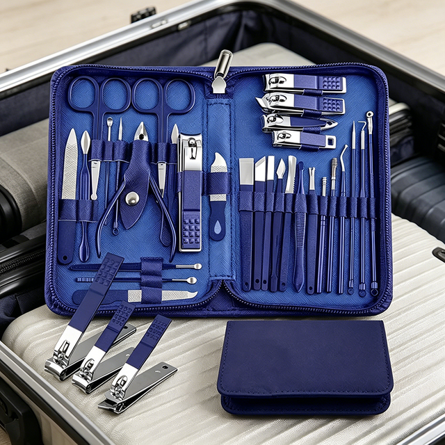 30Pcs Manicure Pedicure Set Stainless Steel Nail Clipper Kit with Straight Ingrown Toenail Clipper Professional Nail Care Tools