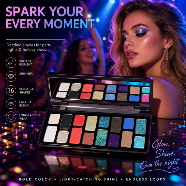 16Color Eyeshadow Glitter Chamelon Matte Pearlescent Eye Shadow Makeup Palette Sequins Green Pink Sparkling Halloween Eye Makeup