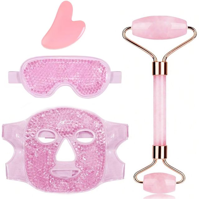 Facial and Eye Mask Ice Pack - Reduces facial puffiness, dark circles. Gel bead-shaped hot and cold packs for facial care before