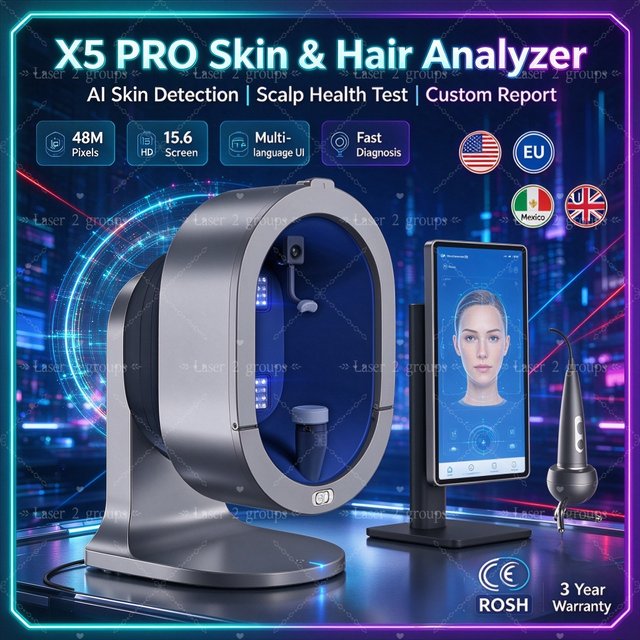 AI Hair Analysis 3D Facial Skin Analyzer Machine 15.6/21.5 Inch 8 Light Spectrum Skin Analysis Scanner For Business Beauty Care