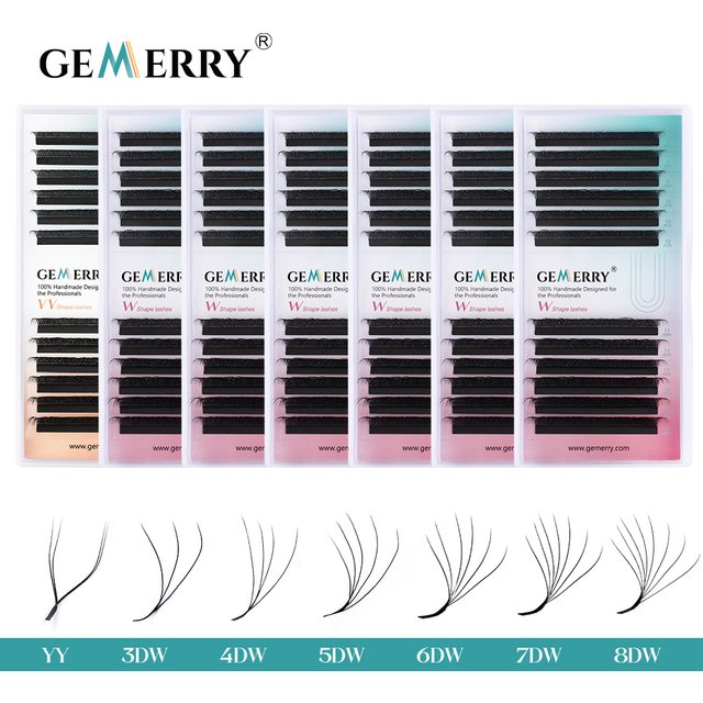 Gemerry YY Shaped Eyelash 3D 4D 5D 6D 8D Premade Fans Eyelash Extension W Shape Brazilian Volume Bloom Lashes Salons Makeup