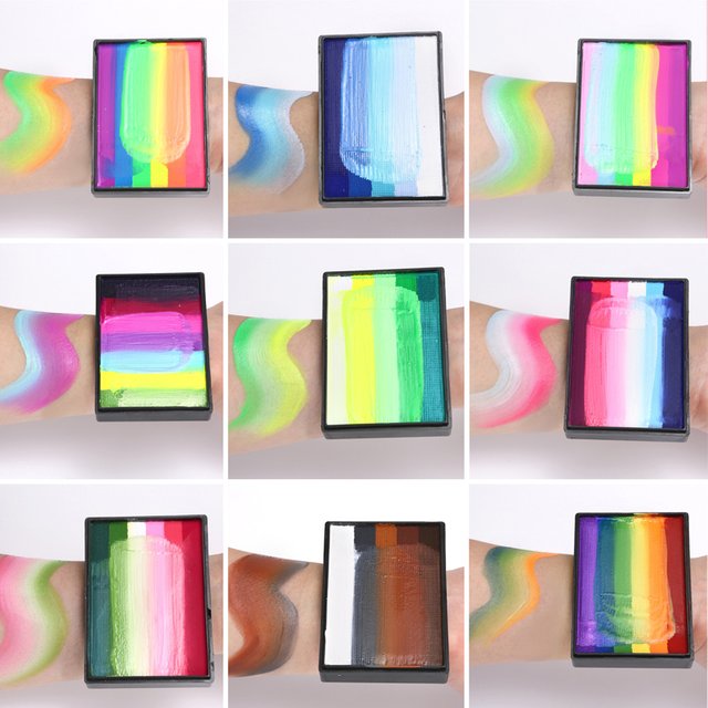 50g Face & Body Paint Palette,Rainbow Face & Body Paint Water Soluble Body Painting,for Holiday Cosplay Parties Art Stage Makeup