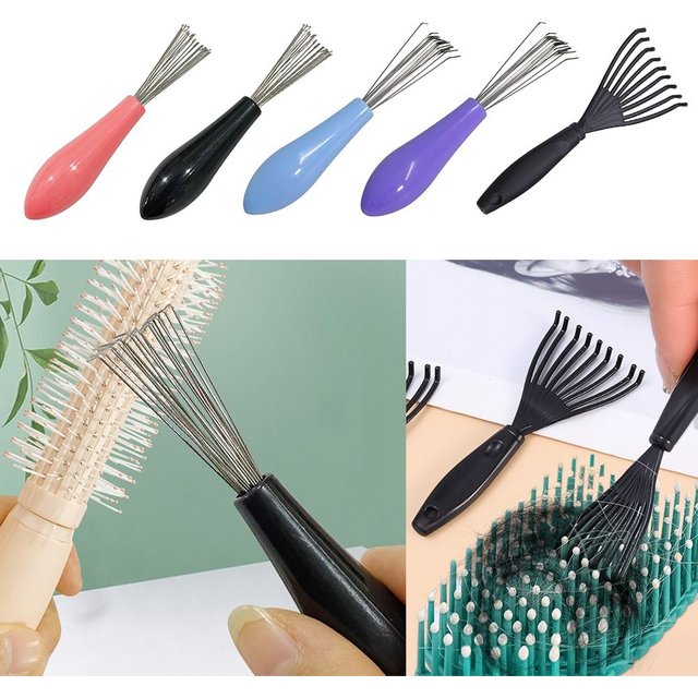 Hand Tool Comb Hair Brush Cleaner Multifunctional Embedded Beauty Tools Comb Cleaning Brush Cleaning Supplies Plastic Handle
