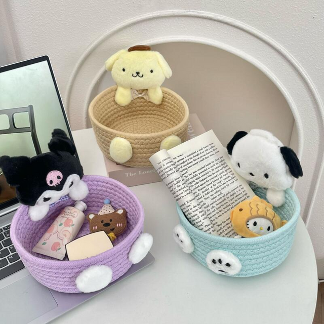 Cute Woven Storage Basket For Organizing Cosmetics On The Table Cosmetic Bag Portable Storage And Organizing Box