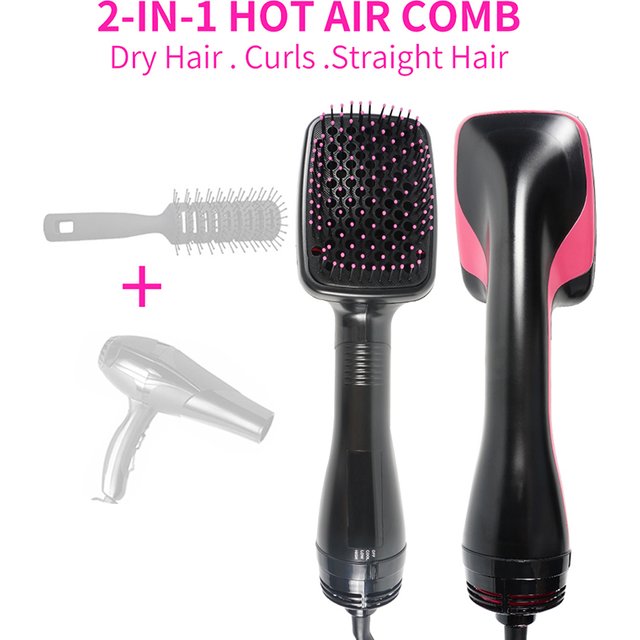 Three-in-One Straightening Brush Type Drying Machine Electric Hair Dryer Ceramic Hot Air Comb Multi-functional Styler