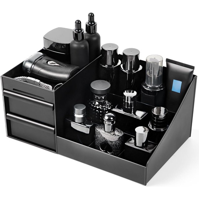 Cosmetics Storage Box for men Mens Perfume Cologne Countertop Organizer Essentials Gifts Valentines Day Gifts Bedroom Storage