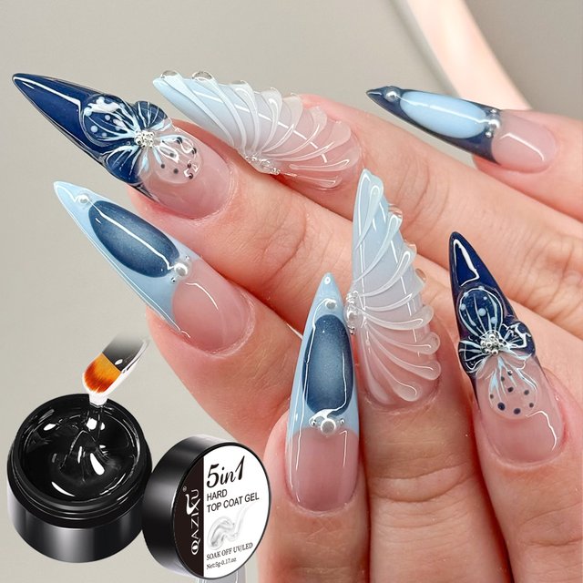 QAZIXU Multi-purpose Universal Nail Polish Gel Transparent Clear Top Coat Semi-permanent Soak Off UV/LED Nail Art Design
