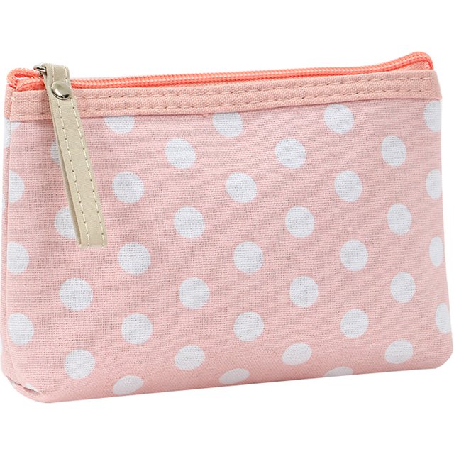 Small Fresh Canvas Dot Makeup Bag Simple and Portable Skincare Storage Bag Korean Version Student Pencil Case Wallet