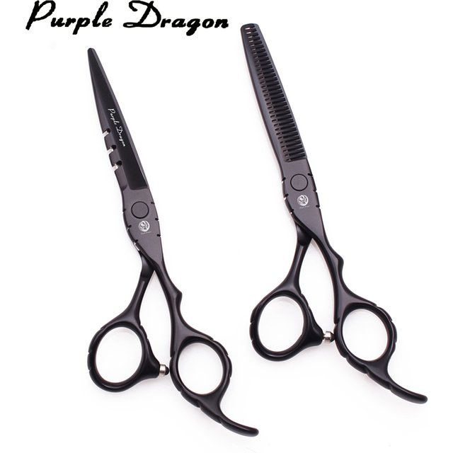 Ciseaux de coiffure professionnels 5.5 "6" ciseaux à cheveux en acier inoxydable ciseaux de coupe de cheveux noirs salon de coiffure ciseaux amincissants Z1010