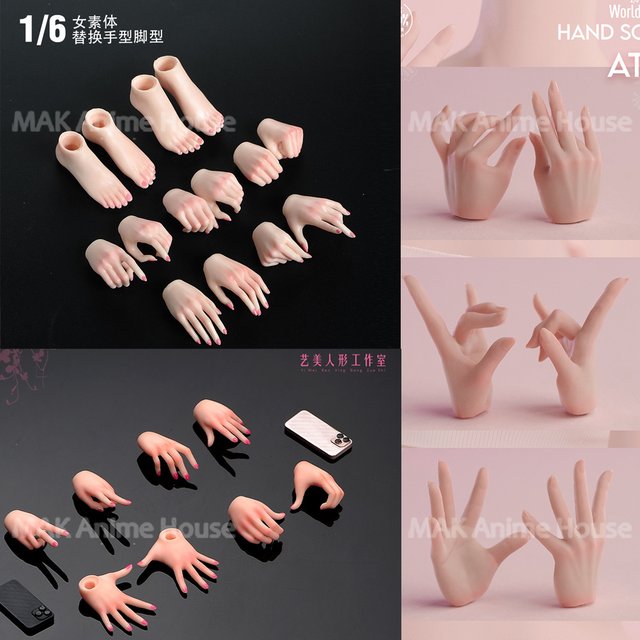 1/6 Scale Female Hand Shape Gesture Feet Makeup Model Body Accessories Fit 12''YM Worldbox JIAOU Solider Action Figure Body Doll