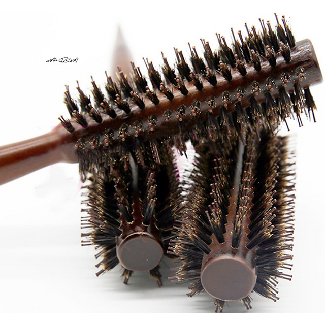 Anti-Static Wood Boar Bristle round Hair Brush for Hair Styling Teasing Comb Teasing Brush for Curly Hair Hairdresser Tool
