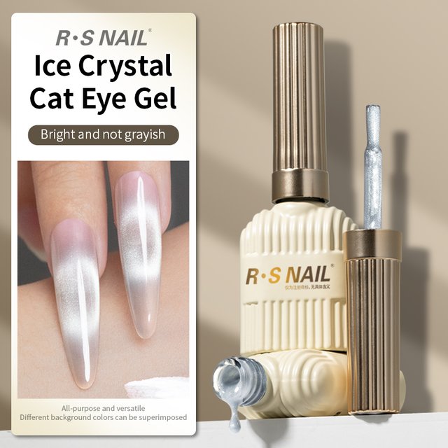 RS NAIL 10g Ice Crystal Silver Cat Eye Gel Nail Polish Bright Shiny Magnetic Nail UV Gel Varnish For DIY Salon Home Manicure 1PC