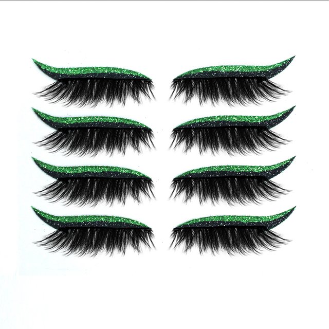 4Pairs Reusable Eyeliner and Eyelash Stickers False Eyelashes Sequin Eye Shadow