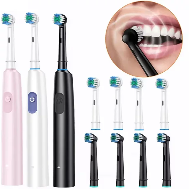 Rotating Electric Toothbrush 5 Modes USB Fast Rechargeable Rotary Electric Toothbrush with Timer, Travel Case and 4/8 Brush Head