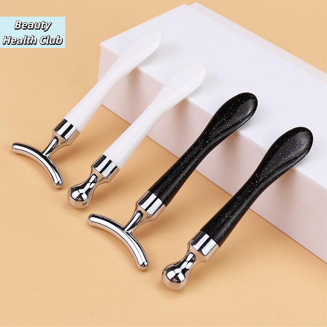 【2Pcs Zinc Alloy T-Shaped Eye Cream Massage Stick With Scoop Eye Manual Massage Tool Set Beauty Face Eye Massage Stick】