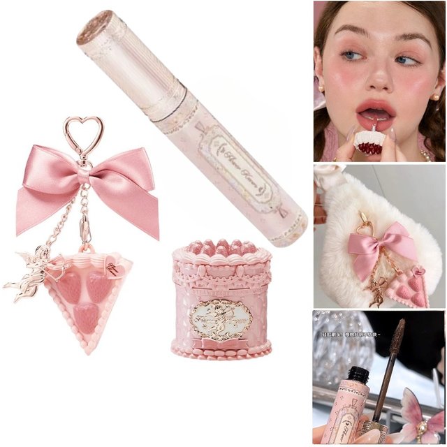 Flower Knows Sweetie Bear Lipstick Mini Setting Powder Eyebrow Set LongLasting Waterproof Smudge Proof