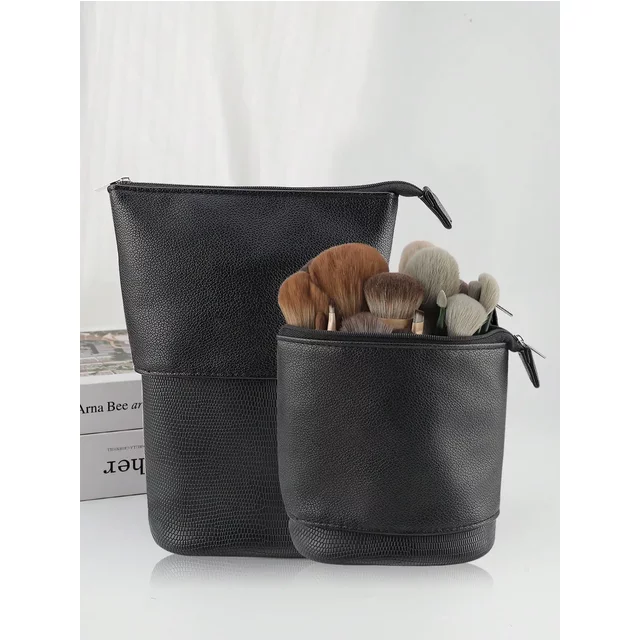 Large Capacity Foldable Standing Makeup Brush Bag Professional Tool Storage Pouch For 100 Brushes Portable Cosmetic Bag