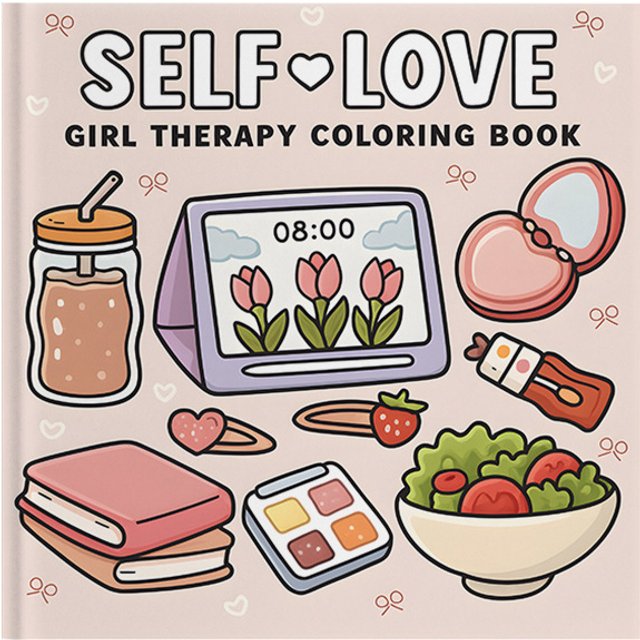 Kawaii Self Care Coloring Book Cozy Girl Daily Life Makeup Skincare Floral Scene Art Gift For Teen Women Relax Therapy