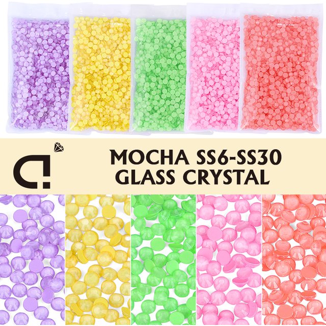 DUCrystal SS6-SS30 Macha Glass Non Hot fix Glass Crystal Glitter Flatback Rhinestone For Nail&Face make up Accessories
